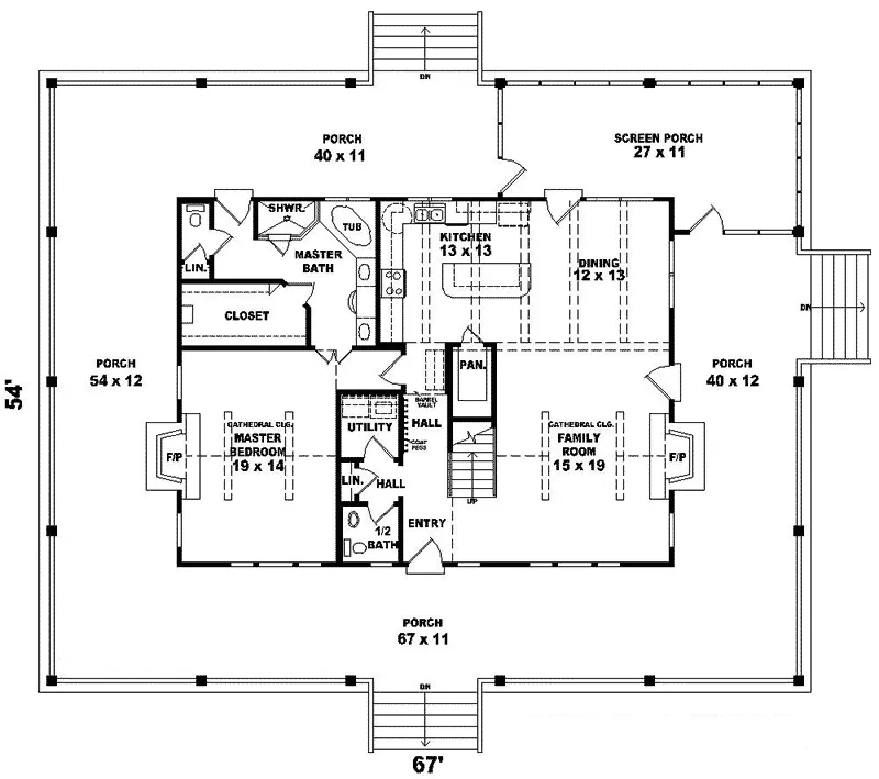 Farmhouse Plan First Floor - Homestead Mill Acadian Home 087D-0308 - Search House Plans and More
