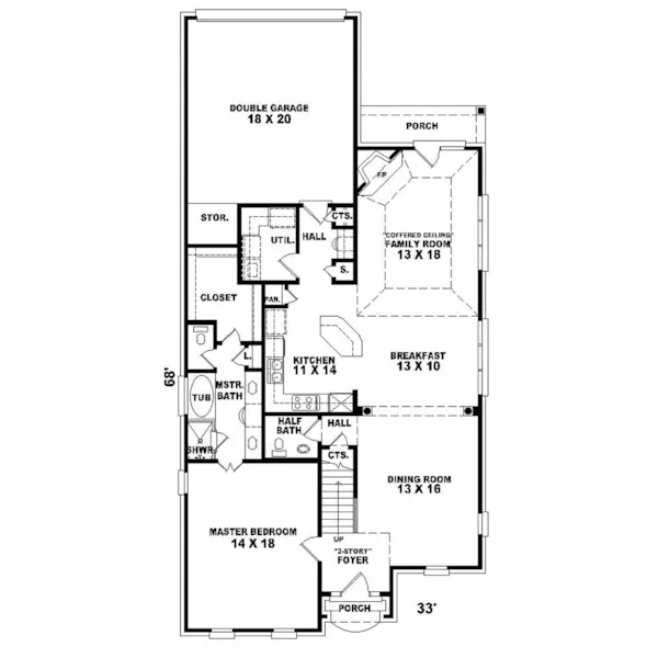 Greek Revival House Plan First Floor - Konica Narrow Lot Home 087D-0310 - Search House Plans and More