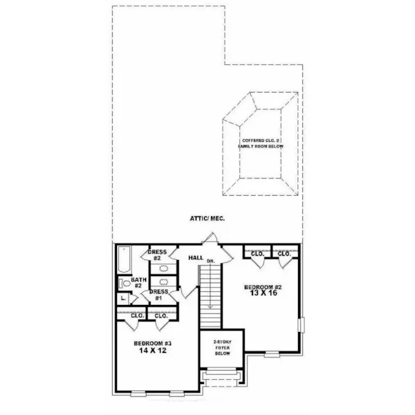 Greek Revival House Plan Second Floor - Konica Narrow Lot Home 087D-0310 - Search House Plans and More