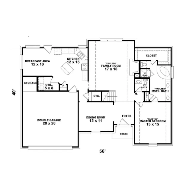 European House Plan First Floor - Drury Place Southern Home 087D-0315 - Search House Plans and More