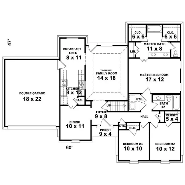 Colonial House Plan First Floor - Cupples Place Traditional Home 087D-0319 - Search House Plans and More