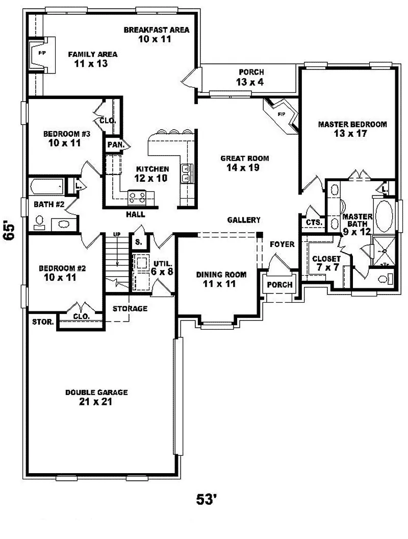 English Cottage House Plan First Floor - Fleur de Lis Country Home 087D-0326 - Search House Plans and More