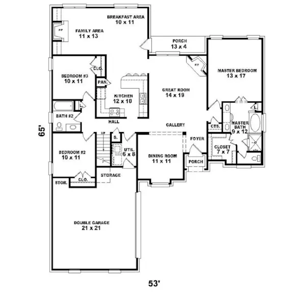 Traditional House Plan First Floor - Fleur de Lis Country Home 087D-0326 - Search House Plans and More