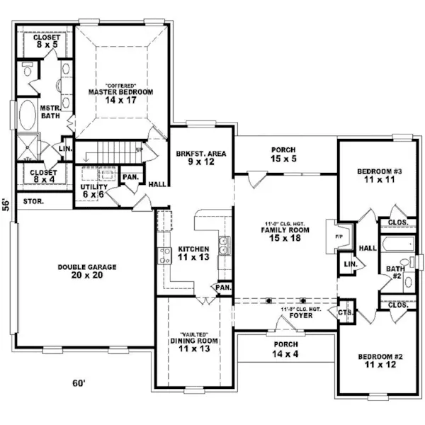 Traditional House Plan First Floor - Dromara Traditional Home 087D-0328 - Search House Plans and More