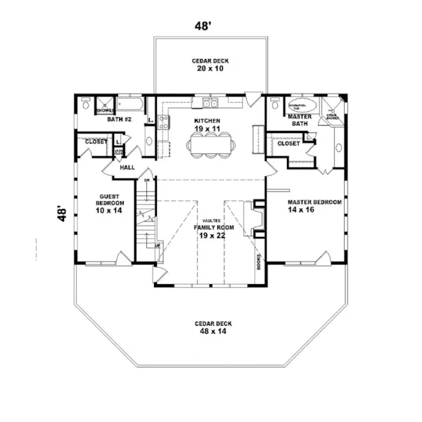 Mountain House Plan First Floor - Parsonage Rustic Home 087D-0330 - Shop House Plans and More