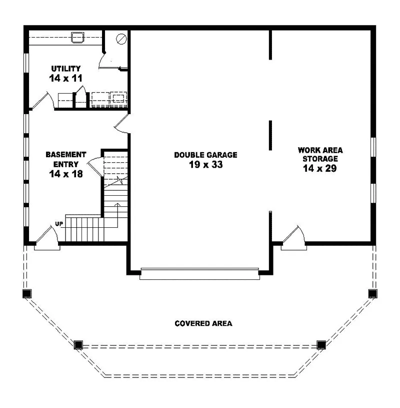 Waterfront House Plan Lower Level Floor - Parsonage Rustic Home 087D-0330 - Shop House Plans and More
