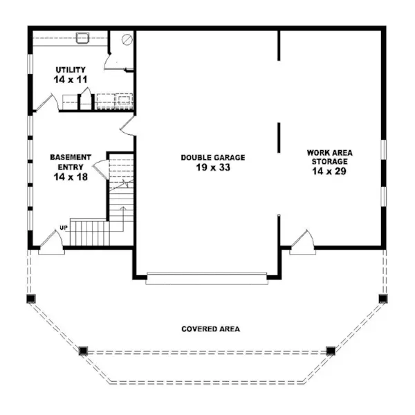 Mountain House Plan Lower Level Floor - Parsonage Rustic Home 087D-0330 - Shop House Plans and More