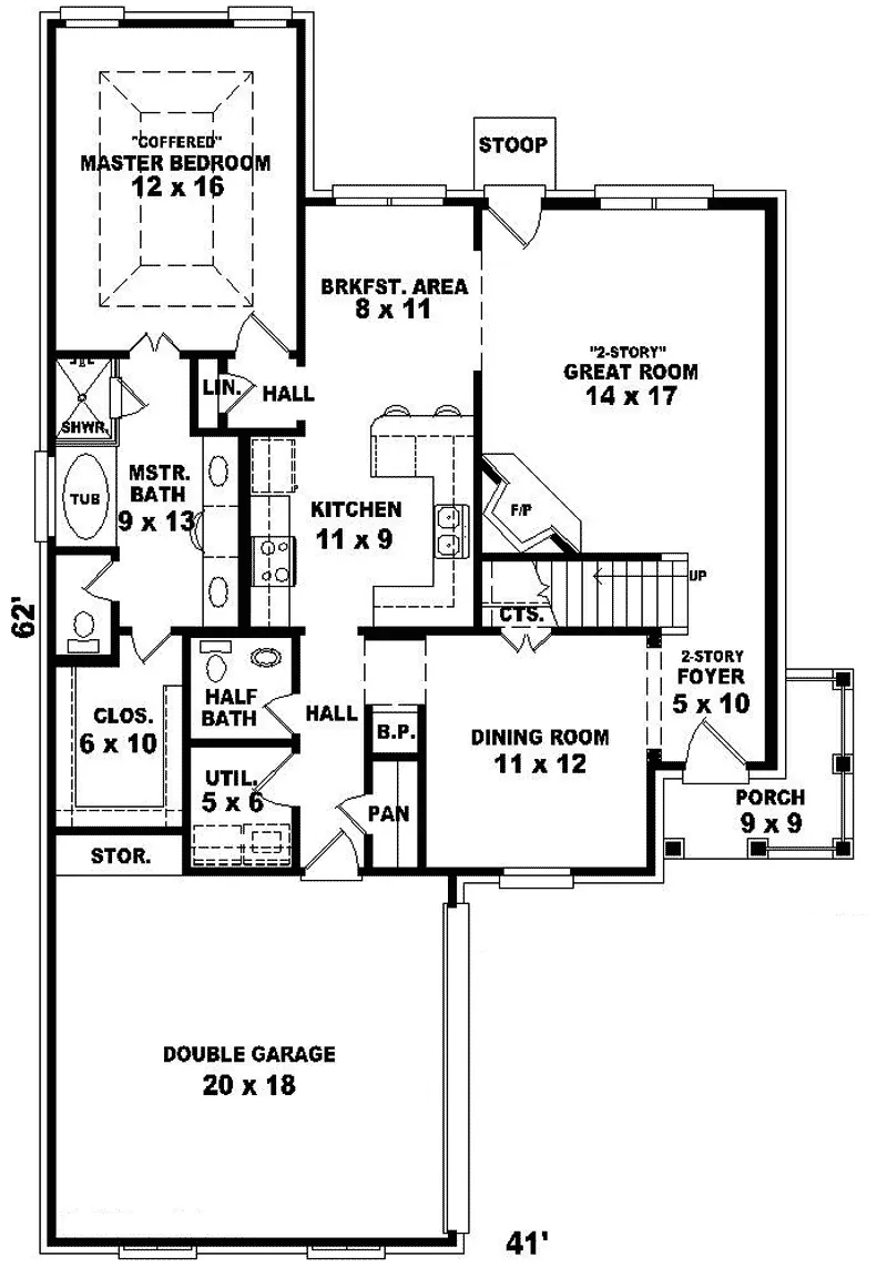 Southern House Plan First Floor - Pastoral European Home 087D-0332 - Shop House Plans and More