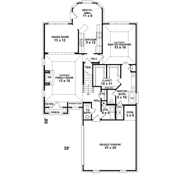 Country House Plan First Floor - Callaway Traditional Home 087D-0334 - Search House Plans and More