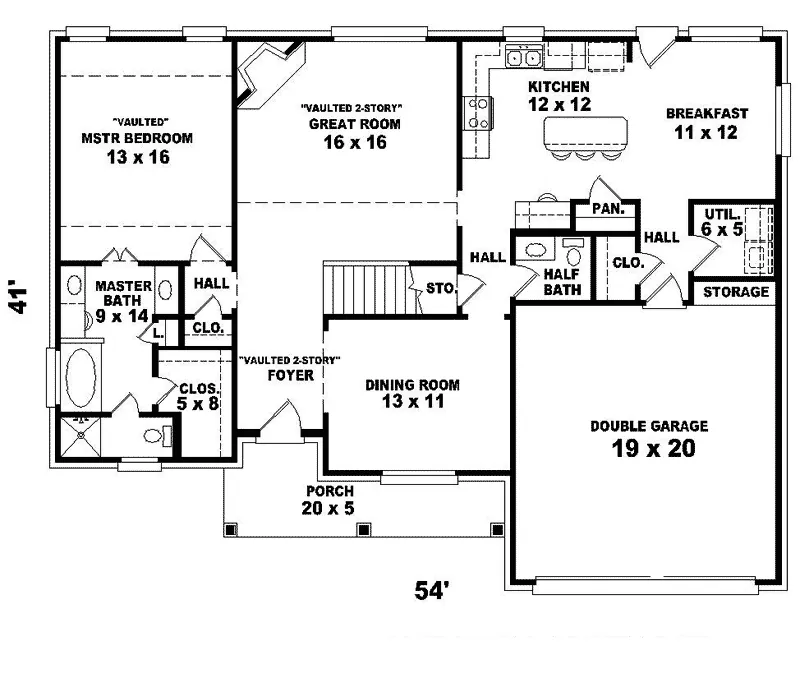 Colonial House Plan First Floor - Summer Oak Traditional Home 087D-0336 - Shop House Plans and More