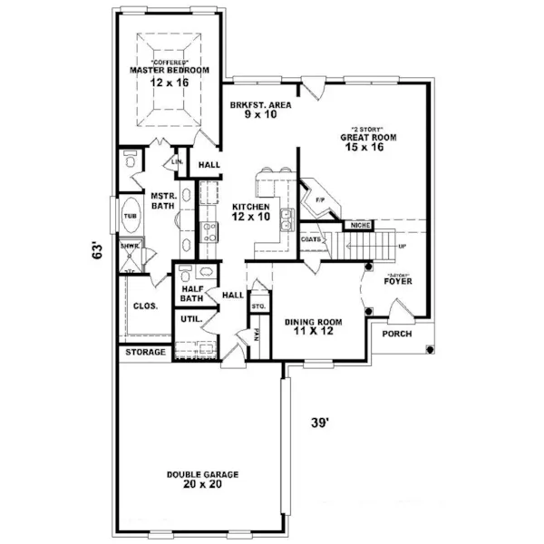 Country House Plan First Floor - Sanders Traditional Home 087D-0337 - Shop House Plans and More