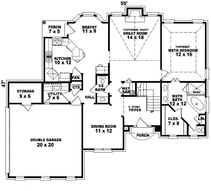 Southern House Plan First Floor - McMillan Place Traditional Home 087D-0339 - Shop House Plans and More