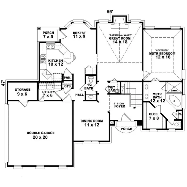 Colonial House Plan First Floor - McMillan Place Traditional Home 087D-0339 - Shop House Plans and More