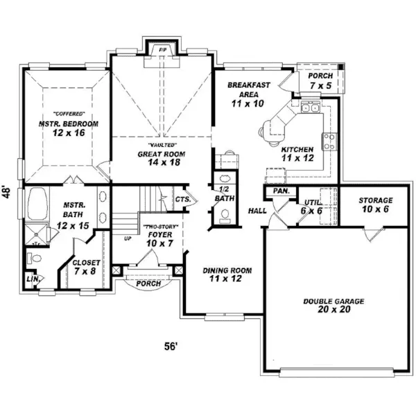 Colonial House Plan First Floor - Tuxedo Park Traditional Home 087D-0340 - Shop House Plans and More