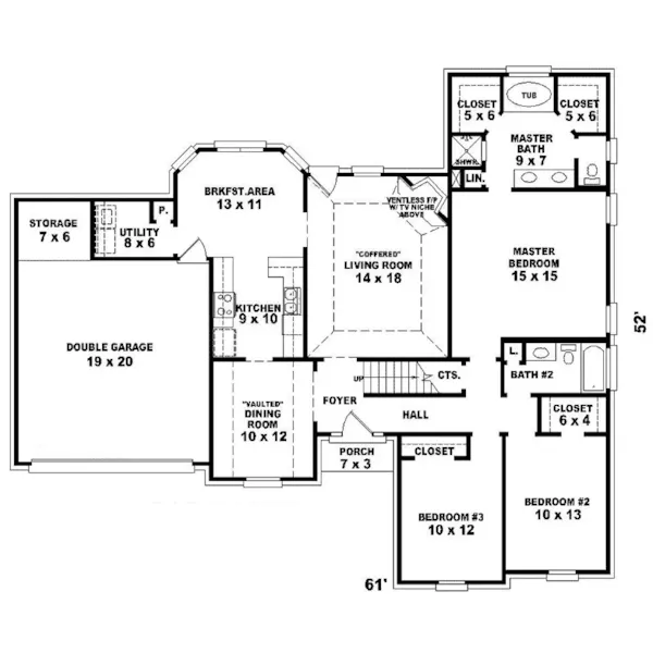 Traditional House Plan First Floor - Deilmann Traditional Home 087D-0342 - Search House Plans and More