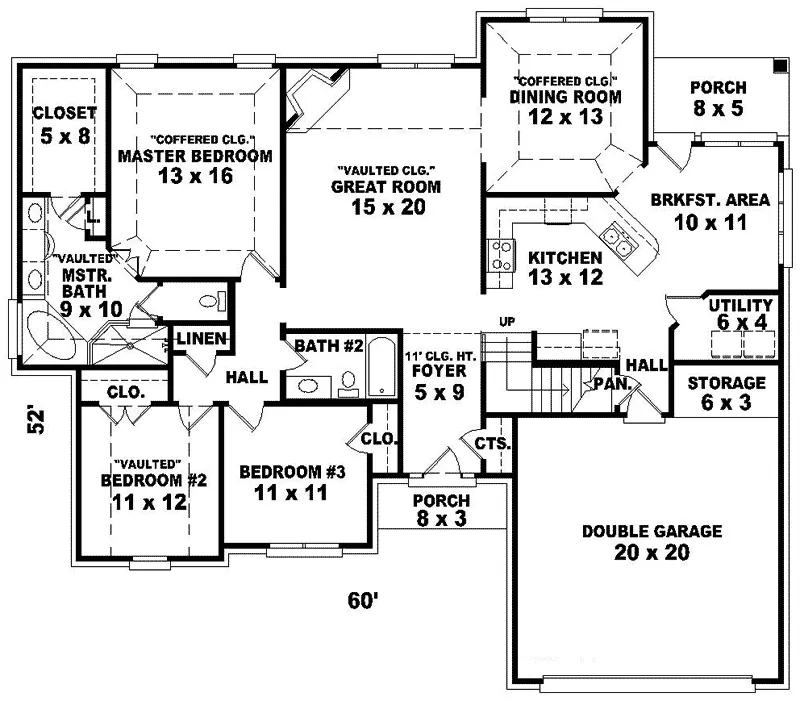 Southern House Plan First Floor - Watkins Woods Traditional Home 087D-0350 - Shop House Plans and More