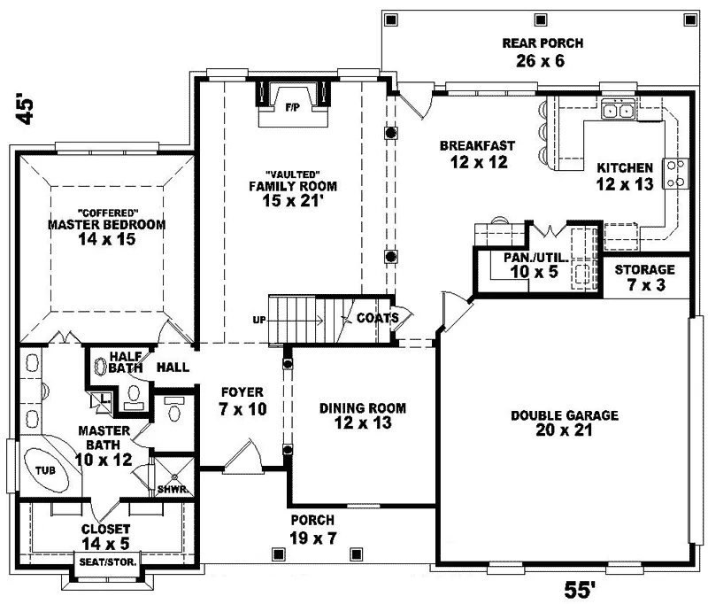 Traditional House Plan First Floor - Craddock Pass Traditional Home 087D-0353 - Search House Plans and More