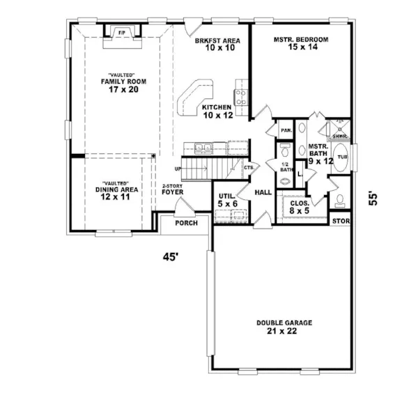 Traditional House Plan First Floor - Devion Traditional Home 087D-0355 - Search House Plans and More