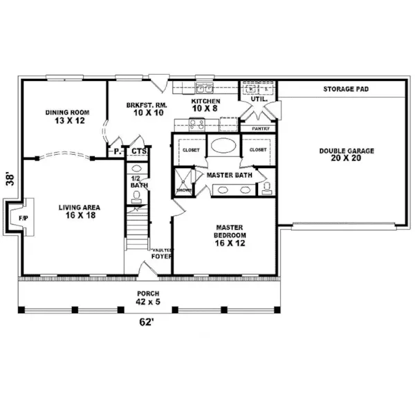 Colonial House Plan First Floor - Verdi Cape Cod Home 087D-0358 - Shop House Plans and More