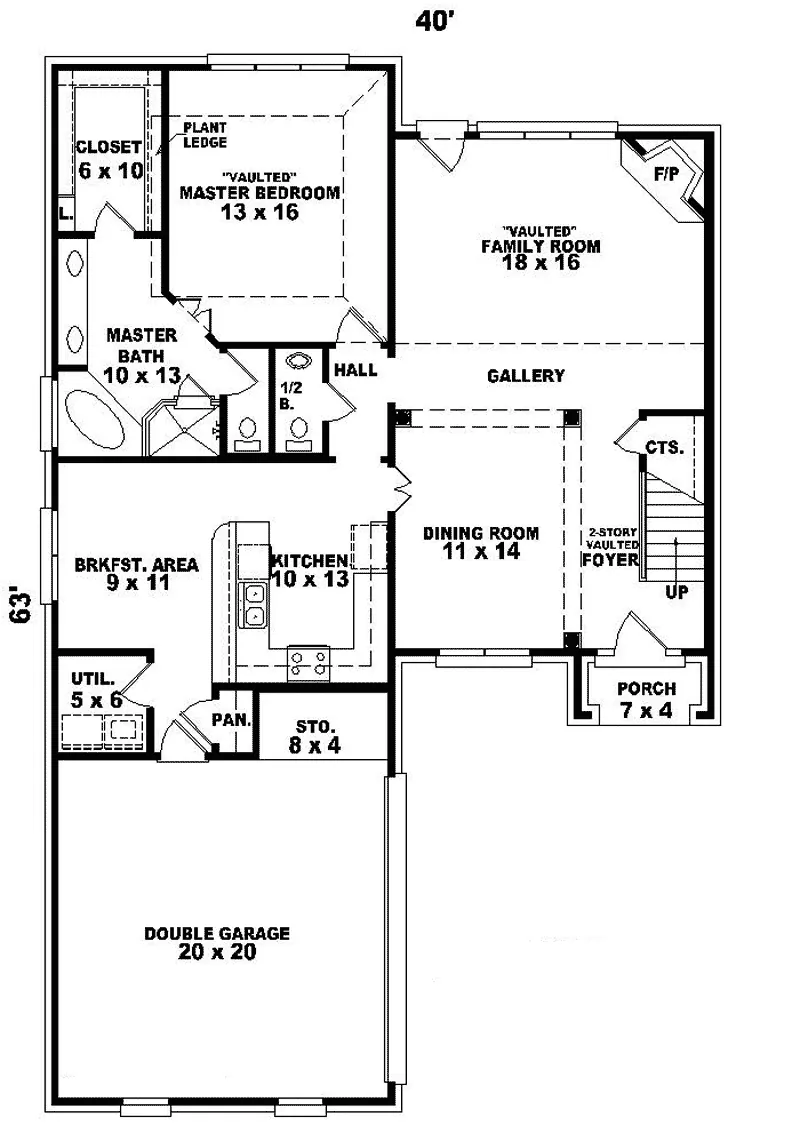 Southern House Plan First Floor - Dickens Valley European Home 087D-0369 - Search House Plans and More