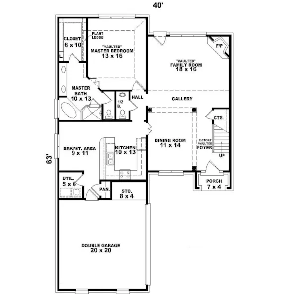 European House Plan First Floor - Dickens Valley European Home 087D-0369 - Search House Plans and More