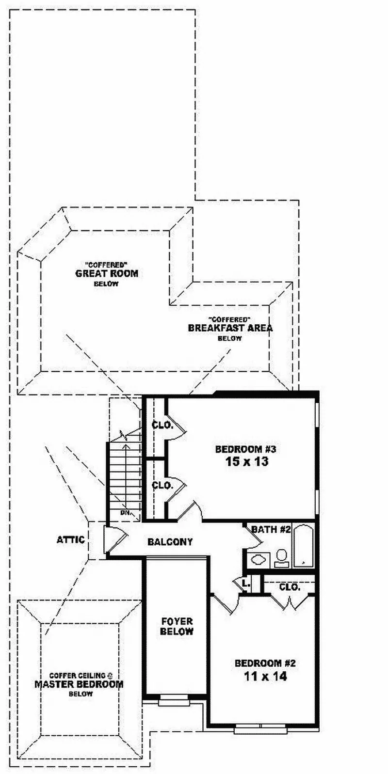 Traditional House Plan Second Floor - Wetherburn Narrow Lot Home 087D-0371 - Shop House Plans and More