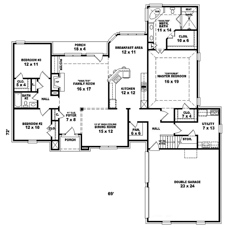 Traditional House Plan First Floor - Potter Ridge Ranch Home 087D-0379 - Shop House Plans and More