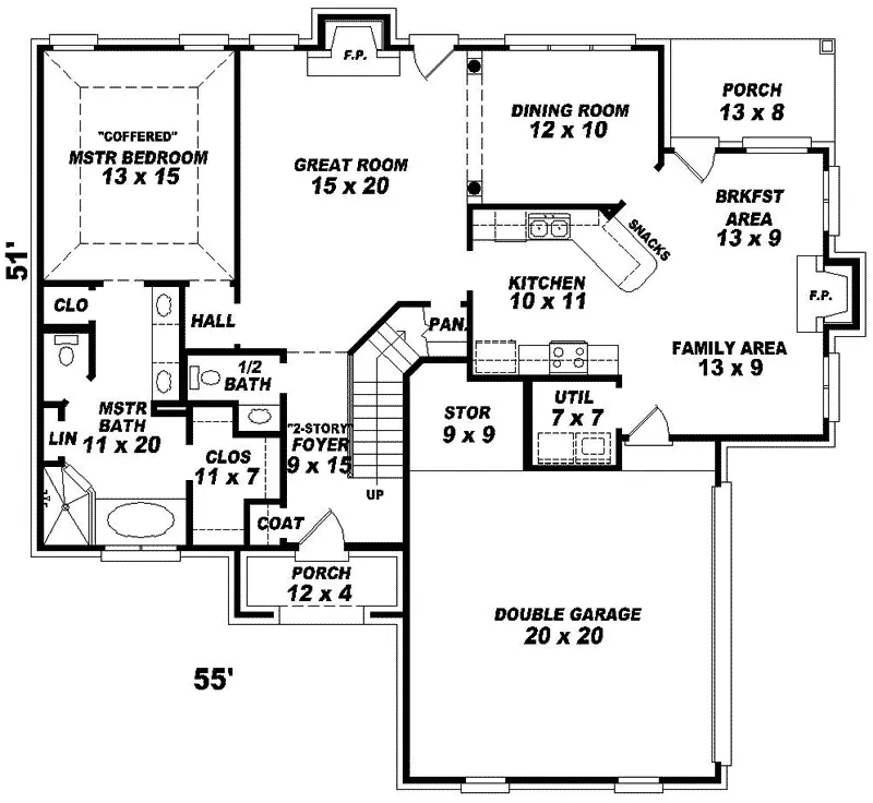 Southern House Plan First Floor - Pearlstone Colonial Home 087D-0386 - Shop House Plans and More