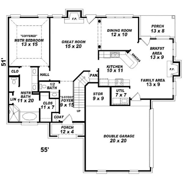 Country House Plan First Floor - Pearlstone Colonial Home 087D-0386 - Shop House Plans and More