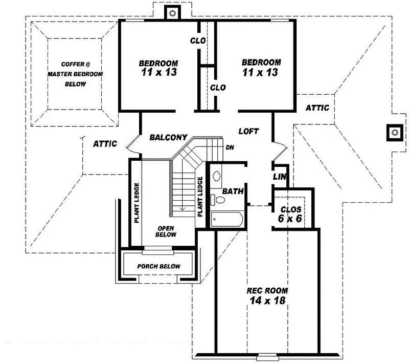 Southern House Plan Second Floor - Pearlstone Colonial Home 087D-0386 - Shop House Plans and More