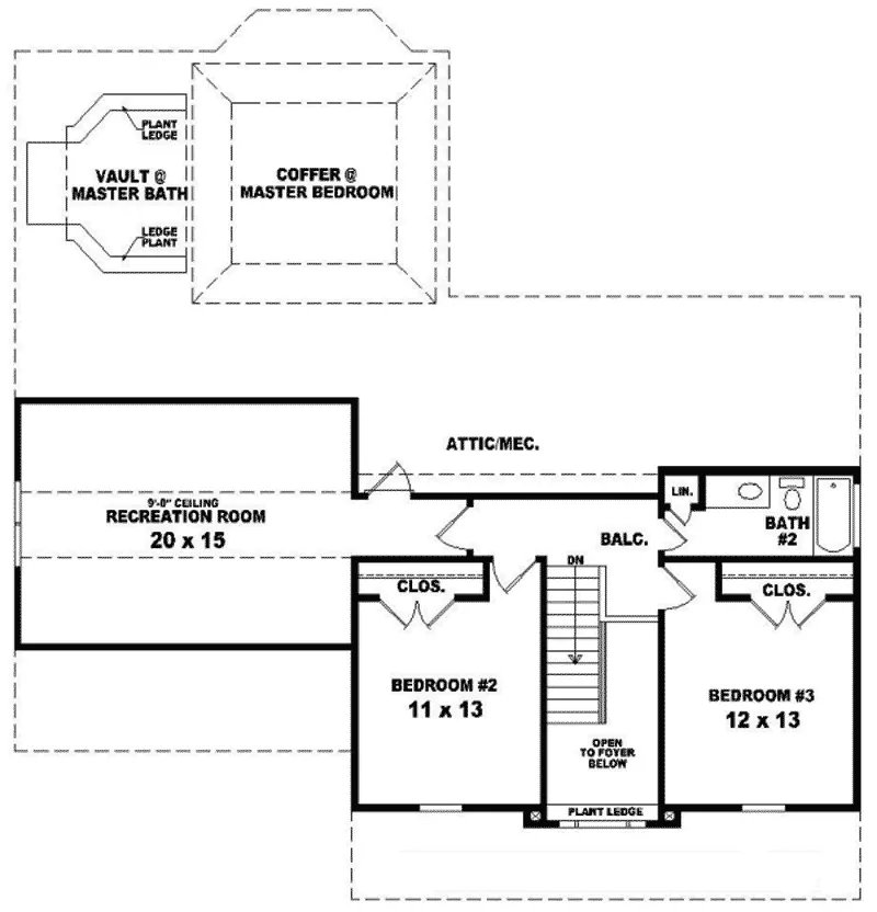 Colonial House Plan Second Floor - Tanto Country Home 087D-0388 - Shop House Plans and More