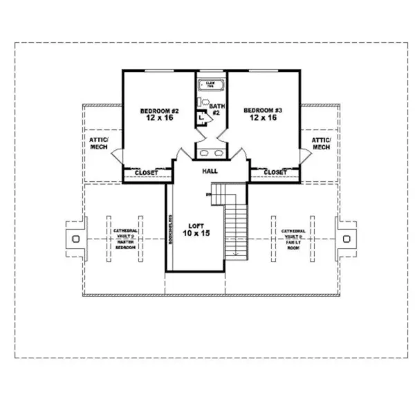 Waterfront House Plan Second Floor - Chambersburg Mill Acadian Home 087D-0389 - Search House Plans and More