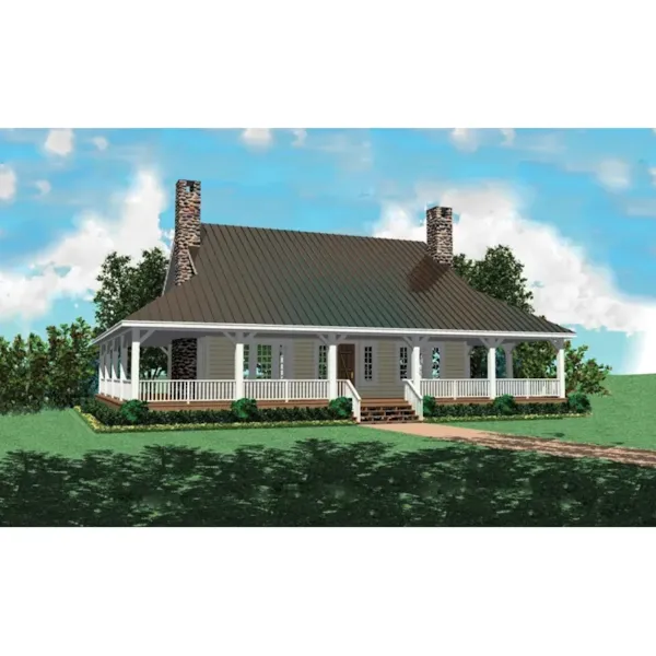 Country Style Home With Deep Wrap-Around Porch