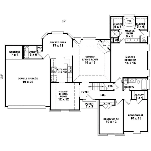 Southern House Plan First Floor - Palmerton Point European Home 087D-0393 - Shop House Plans and More