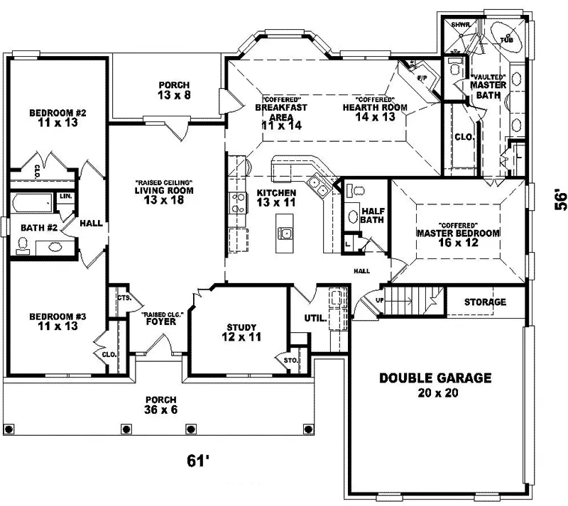 Southern House Plan First Floor - Mossberg Southern Home 087D-0396 - Shop House Plans and More