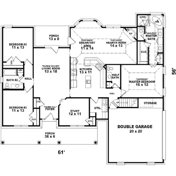 Country House Plan First Floor - Mossberg Southern Home 087D-0396 - Shop House Plans and More