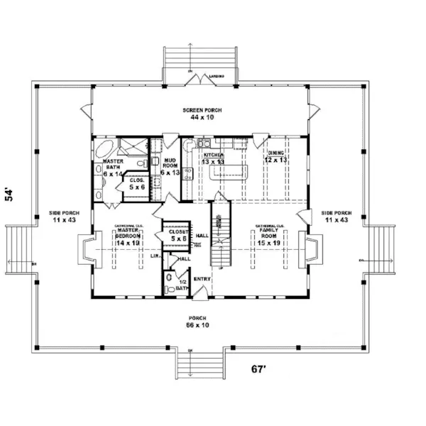 Acadian House Plan First Floor - Armon Acadian Colonial Home 087D-0399 - Search House Plans and More