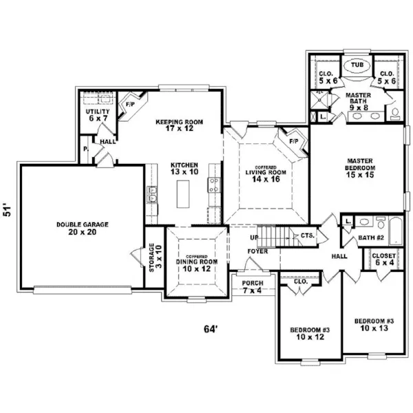 Colonial House Plan First Floor - Elmridge Colonial Style Home 087D-0402 - Search House Plans and More