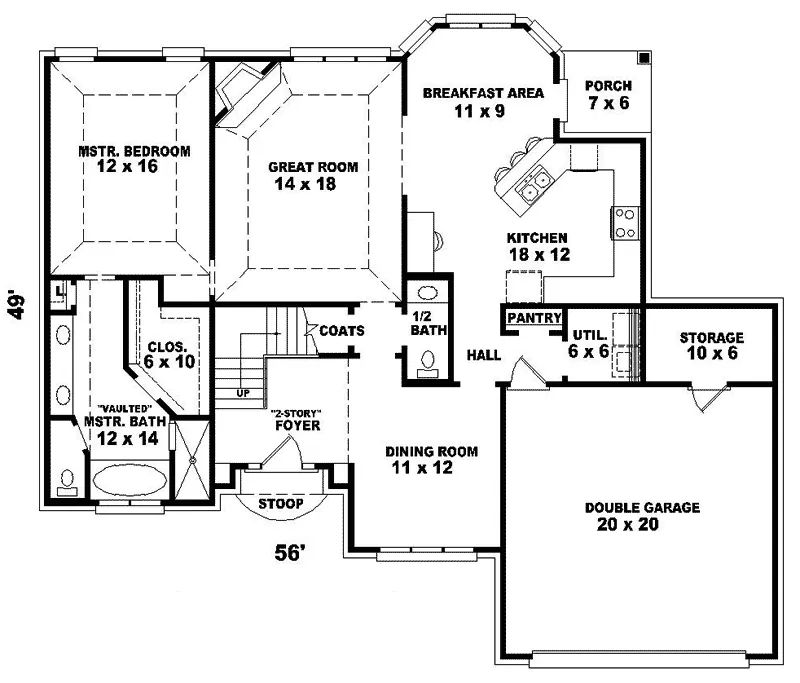Southern House Plan First Floor - Magill Hollow European Home 087D-0406 - Shop House Plans and More