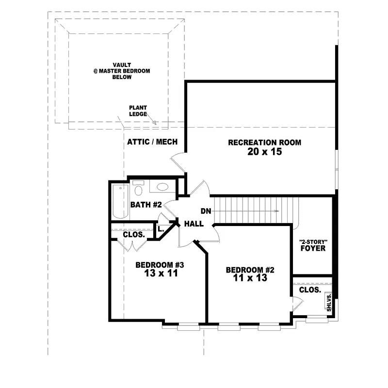 European House Plan Second Floor - Georgian Acres Southern Home 087D-0407 - Search House Plans and More