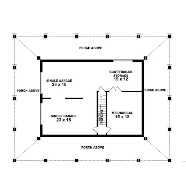 Colonial House Plan Lower Level Floor - Easton Raised Lowcountry Home 087D-0410 - Search House Plans and More