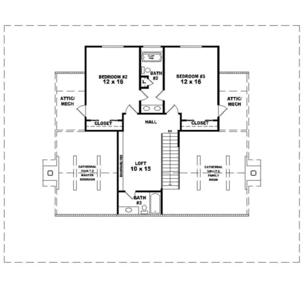 Colonial House Plan Second Floor - Longstone Plantation Home 087D-0417 - Shop House Plans and More