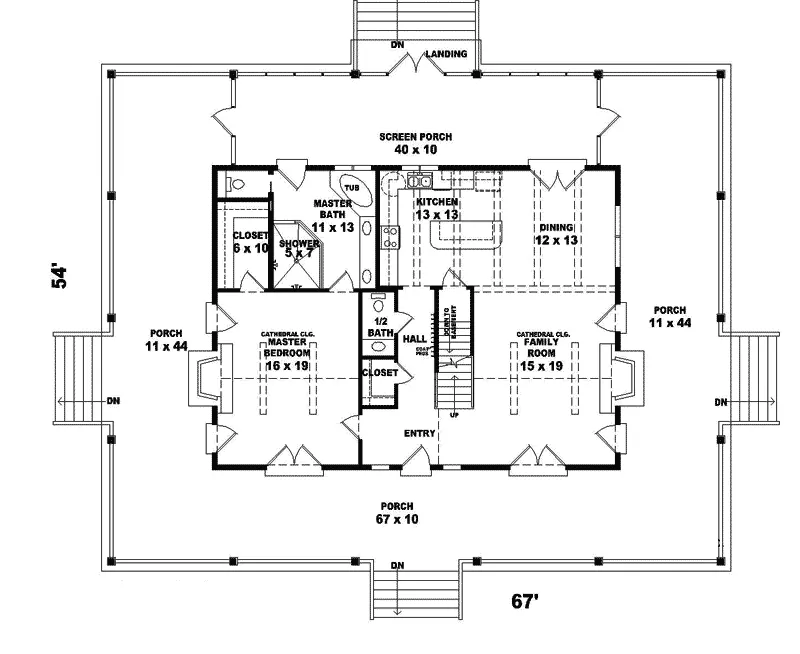 Acadian House Plan First Floor - Esmond Ranch Home 087D-0424 - Search House Plans and More