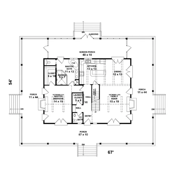 Acadian House Plan First Floor - Santenay Acadian Home 087D-0429 - Shop House Plans and More