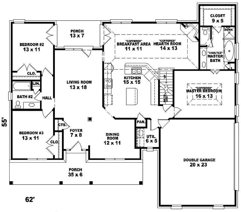 Southern House Plan First Floor - Jenkins Creek Country Home 087D-0433 - Search House Plans and More