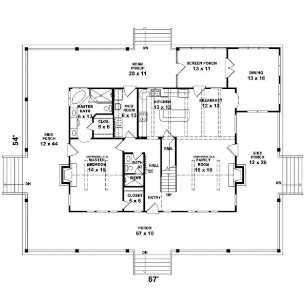 Acadian House Plan First Floor - Ravenna Run Acadian Style Home 087D-0435 - Shop House Plans and More