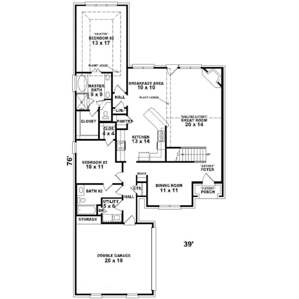 Traditional House Plan First Floor - Eaglewood European Home 087D-0436 - Search House Plans and More