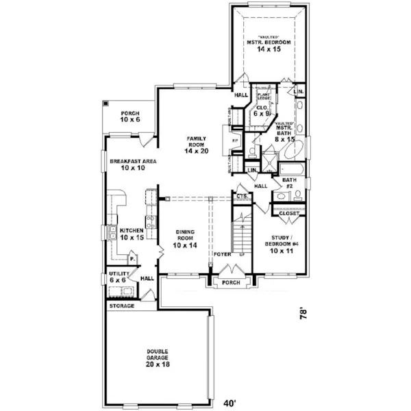 Southern House Plan First Floor - Jolene Plantation Home 087D-0455 - Search House Plans and More