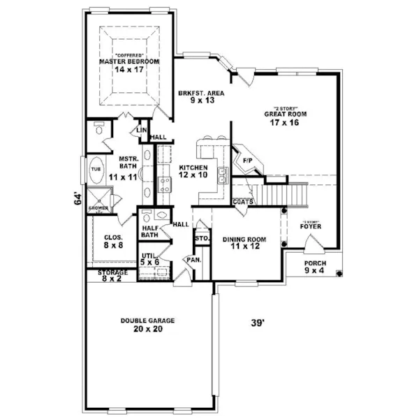 Traditional House Plan First Floor - Windwood Hills Narrow Lot Home 087D-0465 - Shop House Plans and More