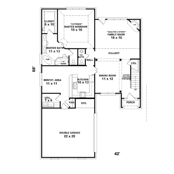 Country French House Plan First Floor - Giorgio Country French Home 087D-0476 - Search House Plans and More